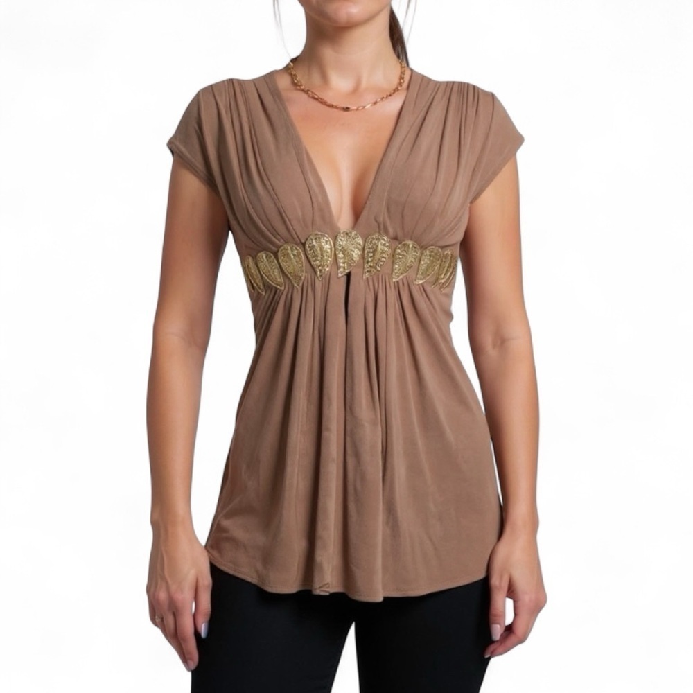 Sky Brand Top XS tan Y2K
